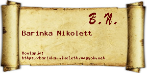 Barinka Nikolett névjegykártya